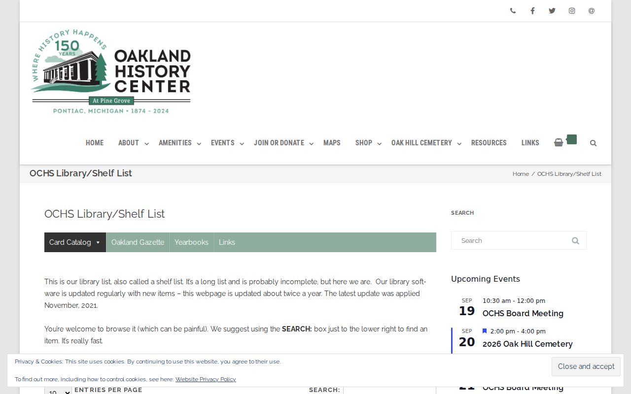 Oakland County city directory shelf list for historical directory research