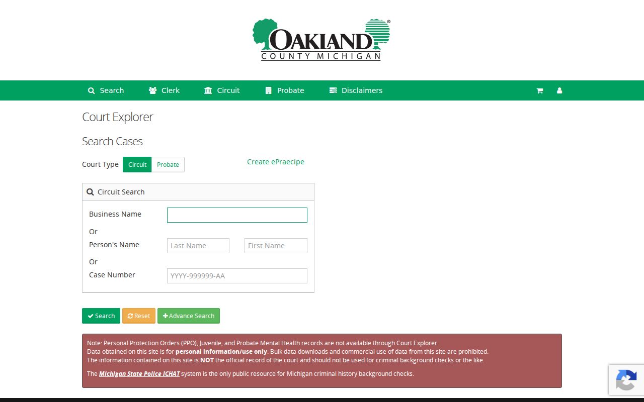 Oakland residents directory Court Explorer public case search